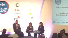 (L-R) Tesco's head of environment Kené Umeasiegbu and BT's head of environmental sustainability Gabrielle Giner were quizzed by Futerra's Solitaire Townsend